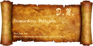 Domonkos Mátyás névjegykártya